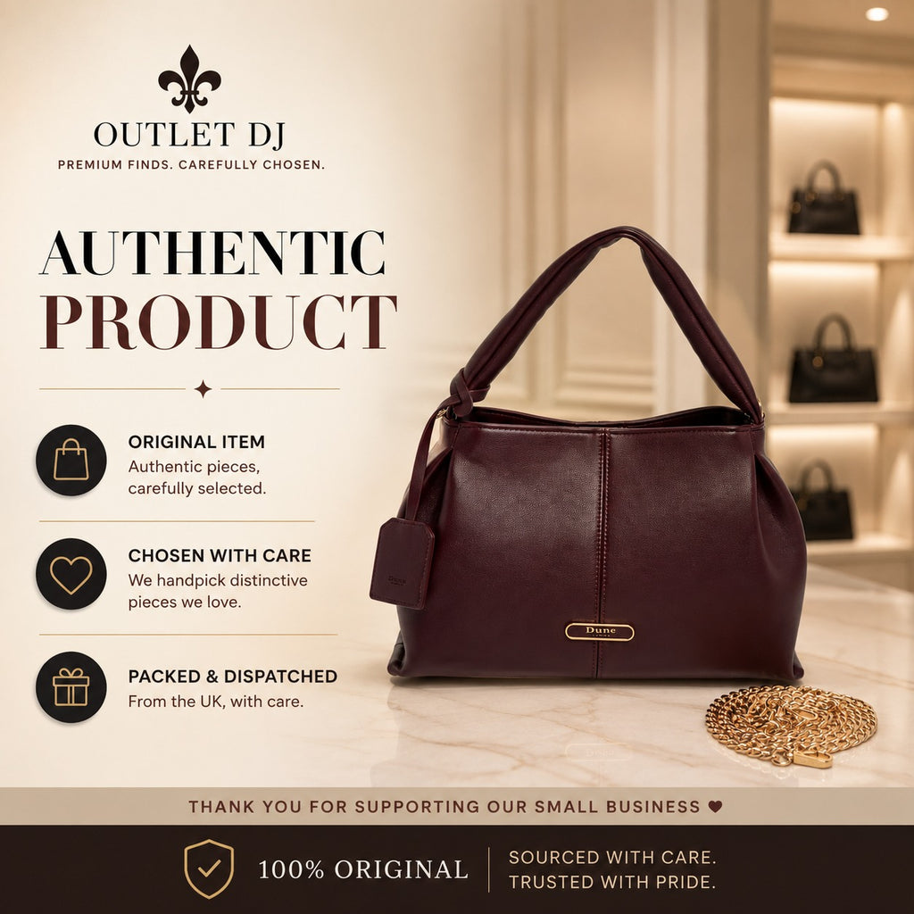 Dune London Burgundy Shoulder Bag, Dawes Style, Gold Hardware, Everyday Gift